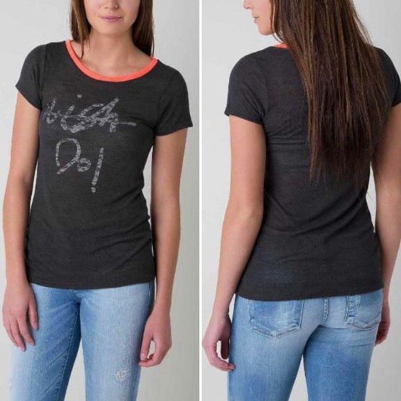 DAYTRIP WISH DO INSPIRATIONAL POINTELLE GRAPHIC TEE CHARCOAL GRAY NEON SIZE M - Picture 4 of 9
